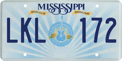 MS license plate LKL172