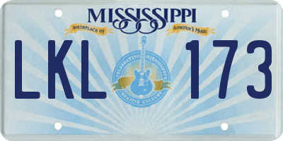 MS license plate LKL173