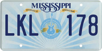MS license plate LKL178