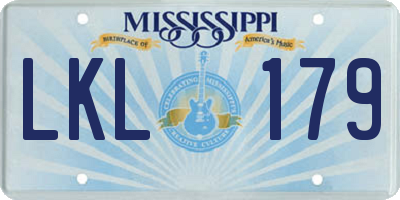 MS license plate LKL179