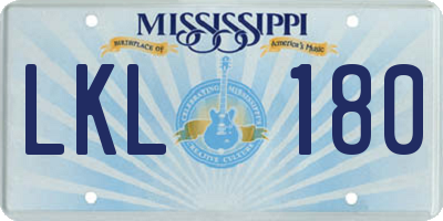MS license plate LKL180