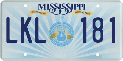 MS license plate LKL181