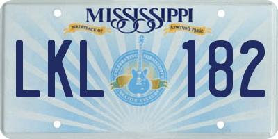 MS license plate LKL182