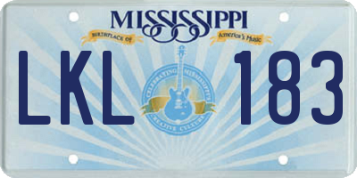 MS license plate LKL183