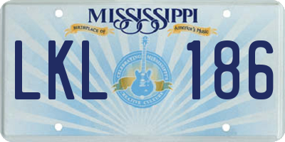MS license plate LKL186