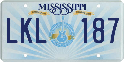 MS license plate LKL187