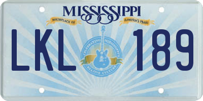 MS license plate LKL189