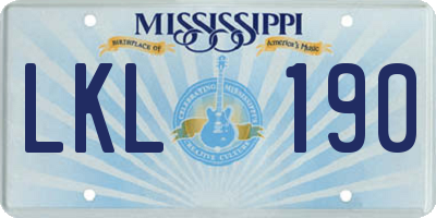 MS license plate LKL190