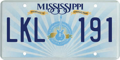 MS license plate LKL191