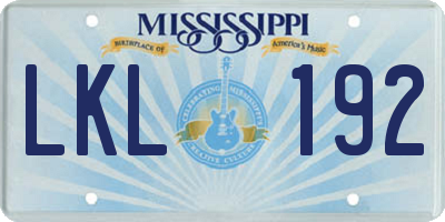 MS license plate LKL192