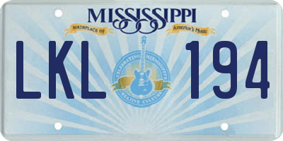 MS license plate LKL194