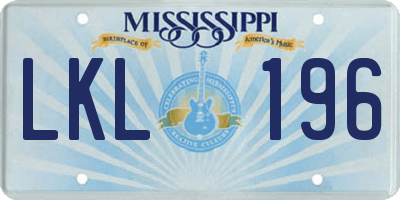 MS license plate LKL196