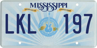 MS license plate LKL197