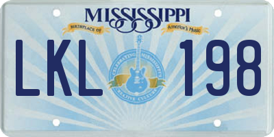 MS license plate LKL198