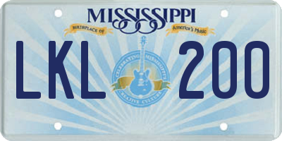 MS license plate LKL200