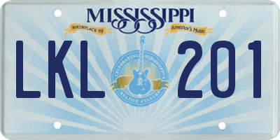 MS license plate LKL201