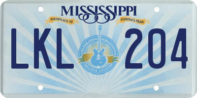 MS license plate LKL204