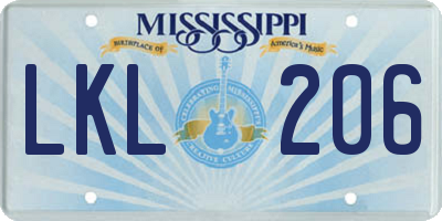 MS license plate LKL206