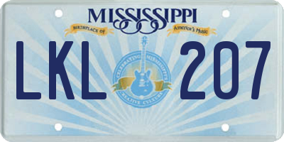MS license plate LKL207