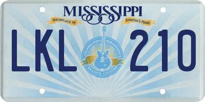 MS license plate LKL210
