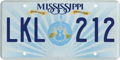MS license plate LKL212