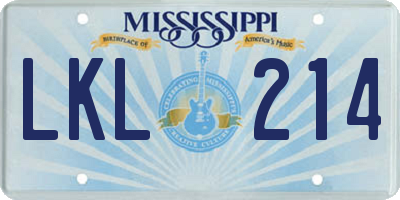 MS license plate LKL214