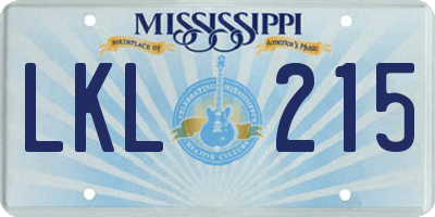 MS license plate LKL215