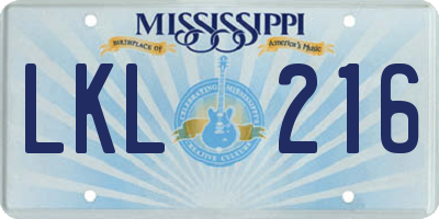 MS license plate LKL216