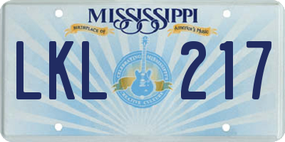 MS license plate LKL217