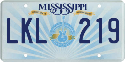 MS license plate LKL219