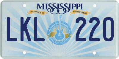 MS license plate LKL220