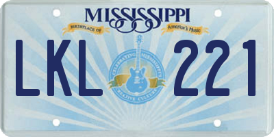 MS license plate LKL221