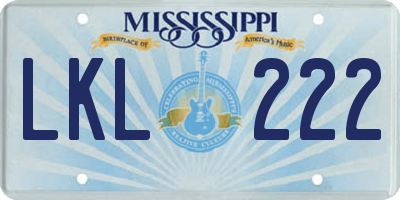 MS license plate LKL222