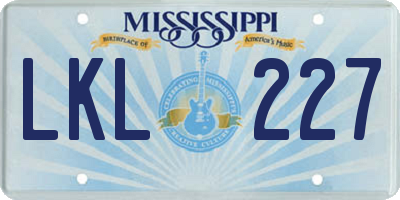 MS license plate LKL227