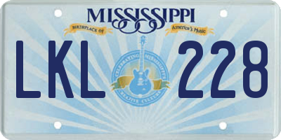 MS license plate LKL228