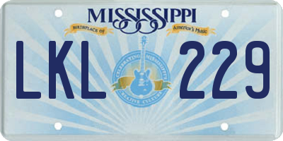 MS license plate LKL229