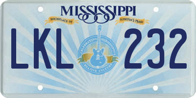 MS license plate LKL232