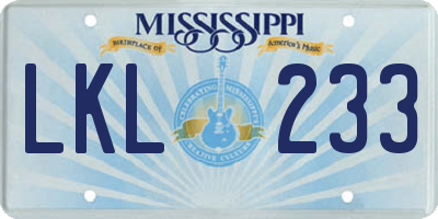MS license plate LKL233