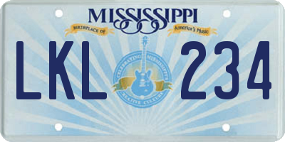 MS license plate LKL234