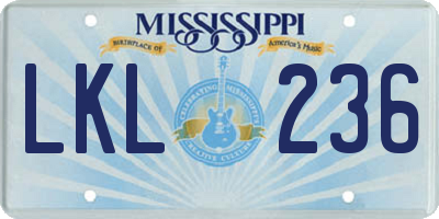 MS license plate LKL236