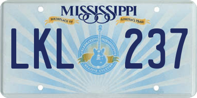 MS license plate LKL237