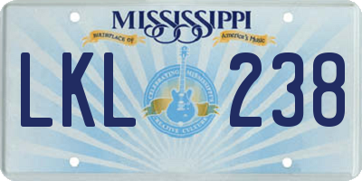 MS license plate LKL238