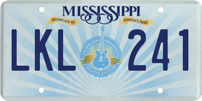 MS license plate LKL241