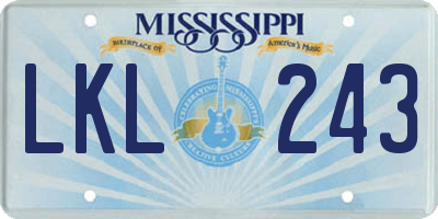 MS license plate LKL243