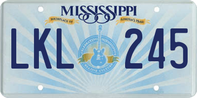 MS license plate LKL245