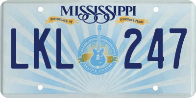 MS license plate LKL247