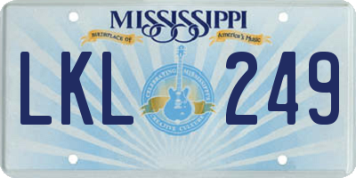 MS license plate LKL249