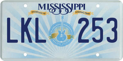 MS license plate LKL253