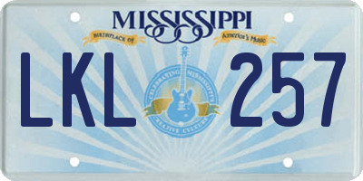 MS license plate LKL257