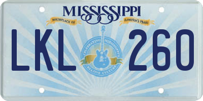MS license plate LKL260